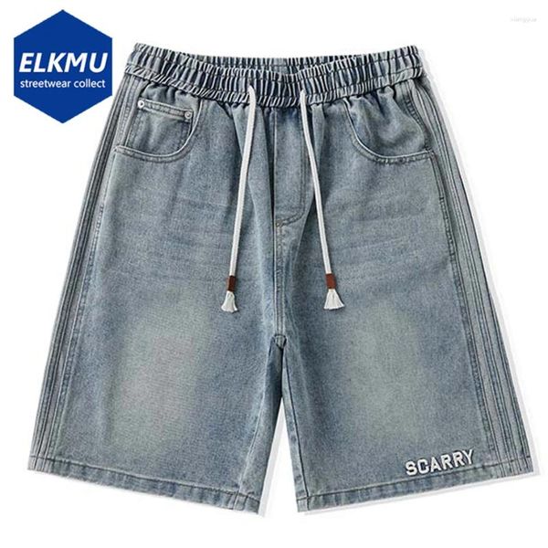 Short masculin y2k lâche large jambe denim côté rayé hommes 2024 été harajuku jeans baggy hip hop surdimensionné bleu noir