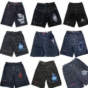 Shorts para hombres Y2K Patrón retro gótico Impreso Jnco Denim Shorts Style Hip Hop Bag Summer Mens Jeans Jeans Gym Shorts J240409