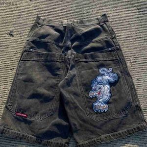 Y2k Shorts JNCO Hip Hop blanc tigre impression graphique Baggy Denim short de sport hommes femmes nouveau gothique Harajuku hommes basket-ball Shorts YQ240111