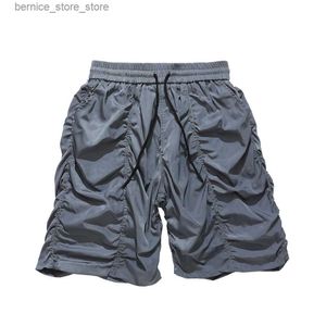 Shorts pour hommes Y2K été mince Qucik short dessiné à sec pour hommes froncé Streetwear sac à jambes larges pantalon à cinq points sur short plié Q240305