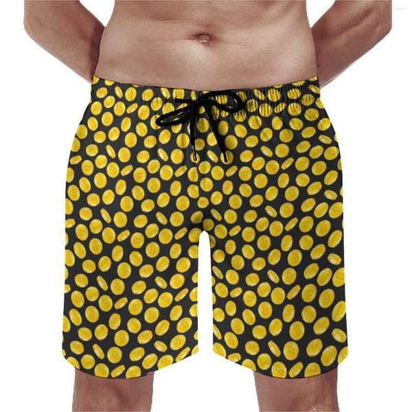 Short pour hommes jaune planche d'impression été Crypto monnaie vêtements de sport plage pantalons courts séchage rapide classique grande taille maillot de bain