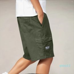 Herren-Shorts, Jugend-Cargo, für Herren, Vintage-Stil, einfarbig, mit mehreren Taschen, gerade, kurze Hose