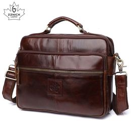 Sac à bandoulière en cuir pour hommes, mallette de bureau pour ordinateur portable véritable, sac à main de luxe, ZZNICK 220216240h