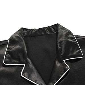 Men S Silk Satin Pyjamas Set 2pcs Nightwear Turn Down Collar Long Sleeve broek Slaapkleding Knop PJ Set Loungewear 240402