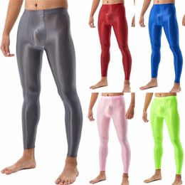 Hommes Silky Smooth Bodybuilding Sexy Leggings Serrés U Cvex Brillant Plus Taille Pantalon Brillant 60dP #