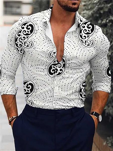 Camisa de un solo pecho para hombre Cárdigan Rhhawaiian estampado de turbulencia roja manga larga ropa de hombre casual y de moda