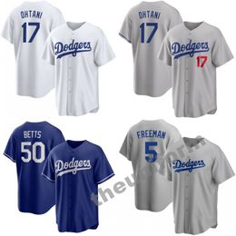 Men's Size S-3XL Los Angeles 5 Freddie Freeman 17 Shohei Ohtani 50 Mookie Betts Baseball Jersey Dodgers Stitched