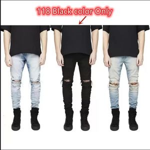 Skinny jeans voor heren Heren Destroyed Straight Slim Fit Bikerbroek Ripped Denim Washed Hiphop INS-broek USA Local Warehouse