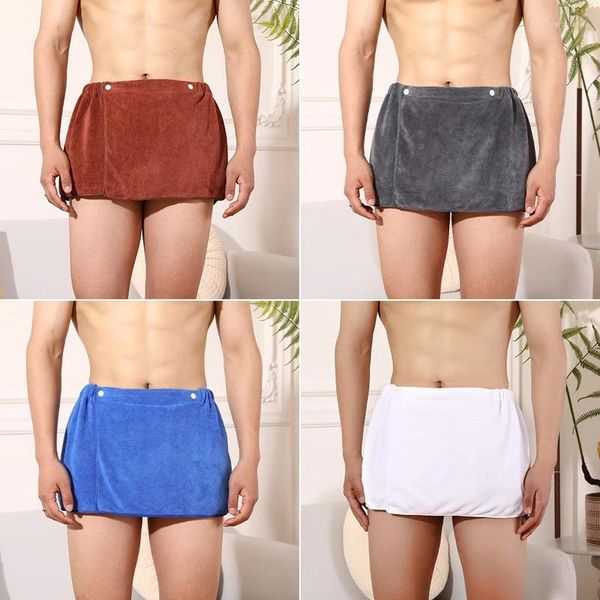 Vêtements de nuit pour hommes 1pcs hommes vêtements de nuit pantalons de serviette courte sexy bas de sommeil pyjamas en microfibre côté fendu peignoir culottes doux épais