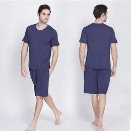 Slaapkleding voor heren 2022 PAJAMA SET MEN NACHTSUIT CASUAL BAMBOE ZACHTE BEHADBAAR MANNELIJKE MANNELIJKE PAJAMAS SETS T-shirt shorts Home Kleding