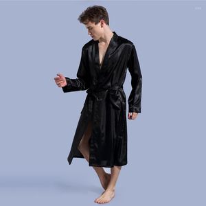 Vêtements de nuit pour hommes 2023 hommes couleur unie Robe mince Cardigan chemise de nuit ample à manches longues confortable peignoir pyjamas vêtements de nuit Q69