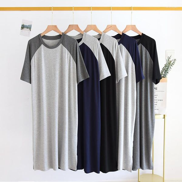 Ropa de dormir para hombre 2023 pijamas de verano para hombre camisón modal todo en uno camisón de manga corta talla grande albornoz fino bata para hombre