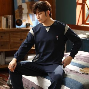 Mannen Nachtkleding 2023 Lente Herfst Lange Mouwen Katoenen Pyjama Sets Voor Mannen Hoge Kwaliteit Koreaanse Losse Pyjama Homewear Thuis kleding