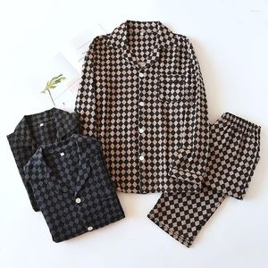 Mannen Nachtkleding 2023 Lente Herfst Pijamas Mannen Casual Plaid Pyjama Sets Mannelijke Katoen Lange Mouwen Turn-down Kraag shirt Broek