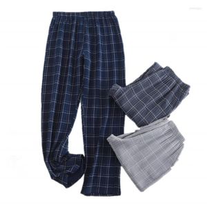 Vêtements de nuit pour hommes 2023 printemps automne pantalon à carreaux coton sommeil bas hommes Simple décontracté maison pantalon grande taille