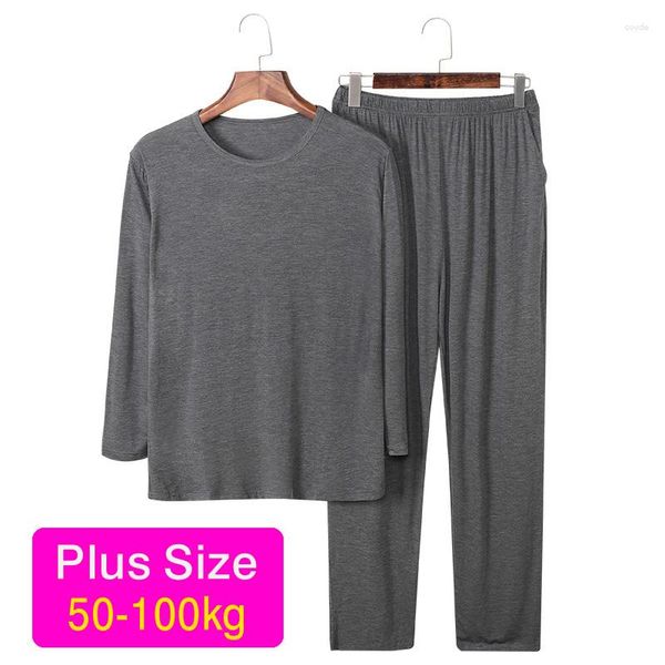 Ropa de dormir para hombre 2023 verano 95% pijamas de algodón Modal conjuntos de manga larga de talla grande pantalones Casual cuello redondo pijamas sueltos para mujer