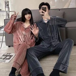 Heren Nachtkleding 2024 Paar Pyjama Gouden Fluwelen Losse Oversized Loungewear Herfst Winter Plus Gewicht Warme Set Slaapzaal Homewear