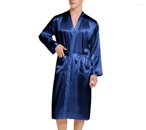 Vêtements de nuit masculins 2024 longue robe fausse soie brutaille de maison à la maison plus taille s-xxl pyjamas satin satin massif en vrac solide
