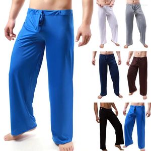 Vêtements de nuit pour hommes 2024 Hommes Pantalons de yoga longs Taille basse Cordon de serrage Lâche Mince Bas de sommeil Sports Pantalons élastiques Pyjama