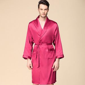 Slaapkleding voor heren 7xl Kimono Robe Bathrobe zijdeachtige Rayon Sleeprobe gezellige kamerjurk mannelijke Man Solid Sleeve zachte casual home dearmen '