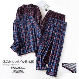 Slaapkleding voor heren 7xl -Large plus size herfst en winter plaid ontwerp met lange mouwen broeken pakken flanel huiskleding mannen pyjama's set 221105
