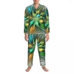 Nachtkleding voor heren, abstracte bloem, pyjamaset, lente, kleurrijk, fantasieprint, nacht, unisex, 2 stuks, retro oversized aangepaste nachtkleding, cadeau