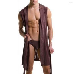 Slaapkleding voor heren volwassen mannen Pyjamas Bathrobe Haped Mouwloos voor zomerjurk Badjas met slips slapende onderbroek