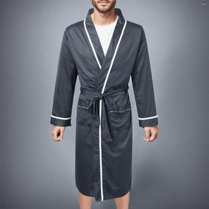 Vêtements de nuit pour hommes Automne Hiver Coton Peignoir Hommes Contraste Couleur Casual Softy Chaud Épais Home Wear Ceinture Pyjamas Kimono Robe