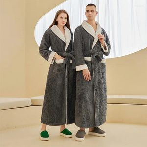 Vêtements de nuit pour hommes automne hiver double couche flanelle longue robe amant vêtements de nuit kimono peignoir robe épaissie corail polaire vêtements de nuit en vrac