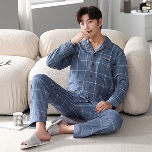 Vêtements de nuit pour hommes Automne Hiver Pyjamas en coton pour hommes Bouton Revers Vêtements de nuit Loisirs Pyjama Ensembles Casual Sleep Lounge Père Pyjamas Homme Pijama 230311