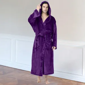 Vêtements de nuit pour hommes automne hiver pyjamas doux en peluche peignoir à capuche confortable chemise de nuit élégante pour
