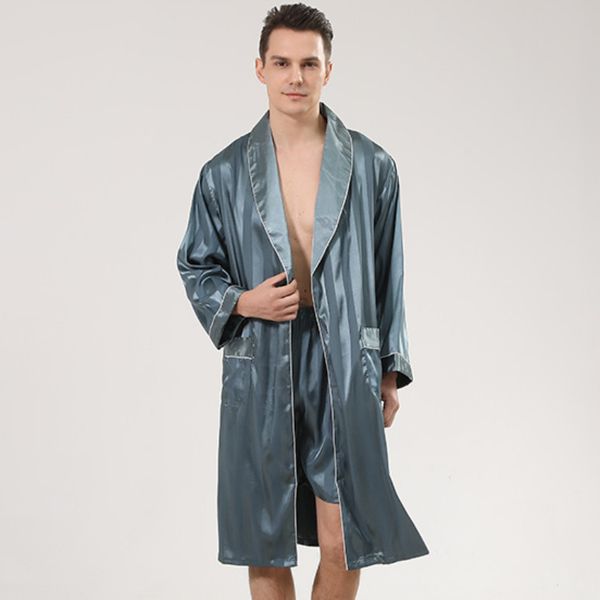 Vêtements de nuit pour hommes Peignoir Shorts Deux pièces Faux Soie Peignoir Satin Doux Confortable à manches longues el Sauna Imprimer Kimono Chemise de Nuit 221122