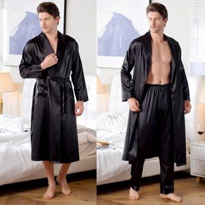 Heren slaapkleding groot formaat 3xl mannen gewaad los satijn kimono badjurk casual sexy nachtkleding lange mouw revers bruiloft intieme lingeriemen's