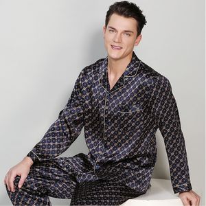 Vêtements de nuit pour hommes Birdsky 1 pièce Pyjamas pour hommes PJ Set Pyjamas pour hommes Pyjamas à manches longues 16mm 100% Fupan Soie Satin Géométrie S-324 230330