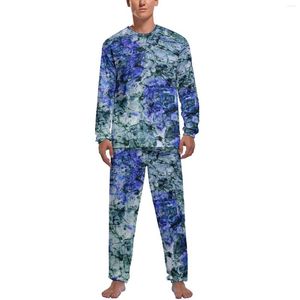 Vêtements de sommeil pour hommes pyjamas imprimés abstraits manches longues art numérique en deux pièces pyjama sets printemps hommes graphiques tendance