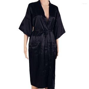 Vêtements de nuit pour hommes marque noir hommes soie longue Kimono Robe Robe couleur unie été décontracté chemise de nuit doux confortable nouveauté vêtements