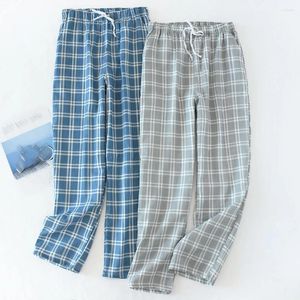 Men's Plaid Pajama Pants, Soft Breathable Elastic Waist Sleep Bottoms