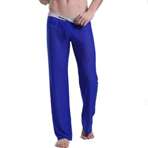 Slaapkleding voor heren Casual mesh Pyjama's ultradunne mannen zien door broeken tranparent lange sexy broek heren door