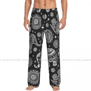 Slaapkleding voor heren Casual pyjama Slapende broek Lotus Etnische olifant Afrikaanse tribale print Lounge Losse broek Comfortabel nachtkleding