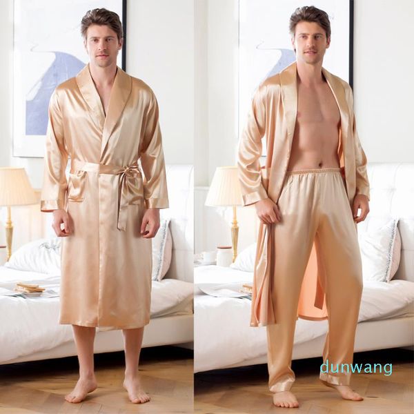 Champagne masculin Champagne Robe Men Set Sexy Lingerie Home Portez du style japonais Satin Kimono Bathrobe robe Habill