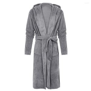 Vêtements de nuit pour hommes Chic en peluche peignoir cheville longueur Robe pyjamas à manches longues doux hommes corail polaire bain Anti-gel