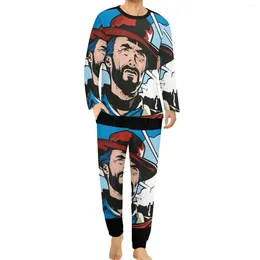 Heren Nachtkleding Clint Eastwood Perfect Giftblondie Pyjama Lange Mouw Acteur Directeur Tweedelige Pyjama Sets Lente Heren Kawaii Oversize