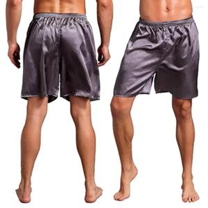 Vêtements de nuit pour hommes, pantalons de couleur, boxers simulés, solides, décontractés, shorts en soie, pyjama de maison en satin, vêtements de nuit