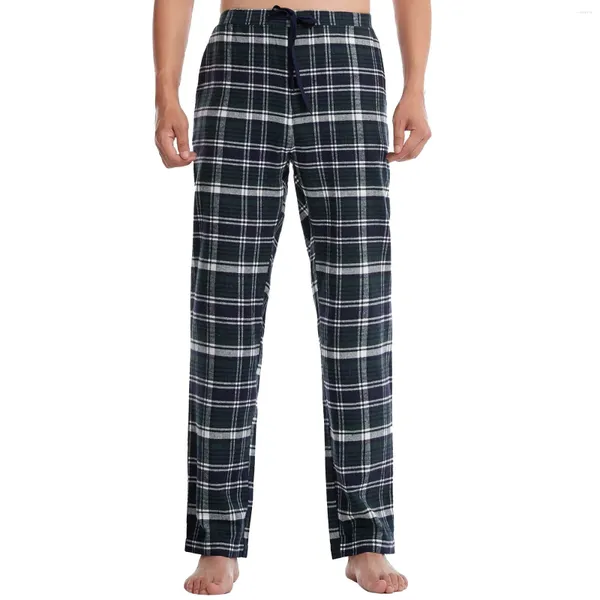 Ropa de dormir para hombre, pantalones cómodos para dormir, pantalones cálidos a cuadros para invierno, ropa de casa holgada, Top Vantage de gran tamaño