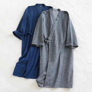 Vêtements de nuit pour hommes coton Kimono hommes Robes pour 2023 printemps et automne hommes pyjamas mince ample grande taille peignoir sueur vêtements à la vapeur