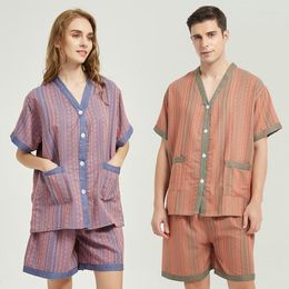 Katoenpyjama's van heren slaapkleding Sets vrouwen zachte plus size mode mannen passen 2 stks sexy zomers lente huispaar lounge paren