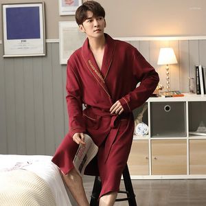 Mannen Nachtkleding Katoen Lente Herfst Dunne Lange Mouw Nachtjapon Man Thuis Lounge Wear Pyjama Mannelijke Kimono Nachthemd Nachtjapon