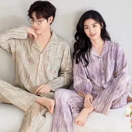 Vêtements de nuit pour hommes Couple correspondant pyjamas pour amoureux automne manches longues Pijama Mujer hommes femmes décontracté vêtements de maison