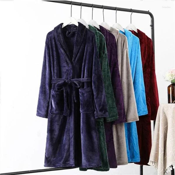 Vêtements de nuit pour hommes Couple Femme Robe de nuit en polaire Robe de flanelle Peignoir Velours Épaissir Plus Hiver Chaud Corail Automne