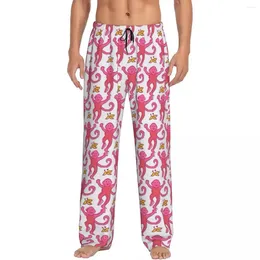 Vêtements de sommeil pour hommes imprimées à rouleaux à rouleaux protège-pantalon de pyjama anime pantalon rose somnifère bas avec poches